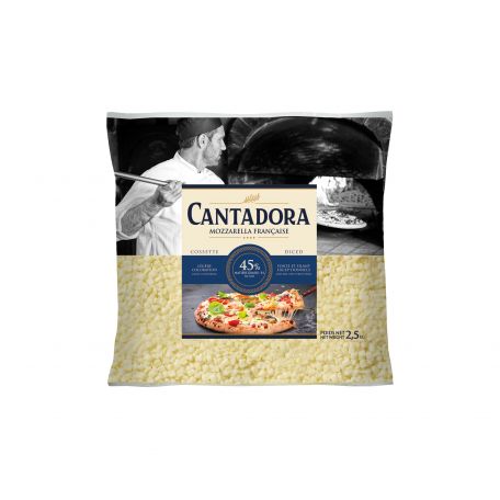 Kockázott mozzarella sajt 45% 2,5kg