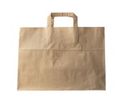 Szalagfüles papírtáska barna házhozszállításhoz 32×28+16cm (250db/csomag)