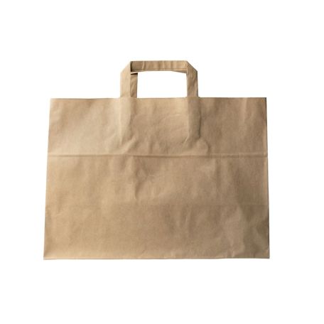 Szalagfüles papírtáska barna házhozszállításhoz 32×28+16cm (250db/csomag)