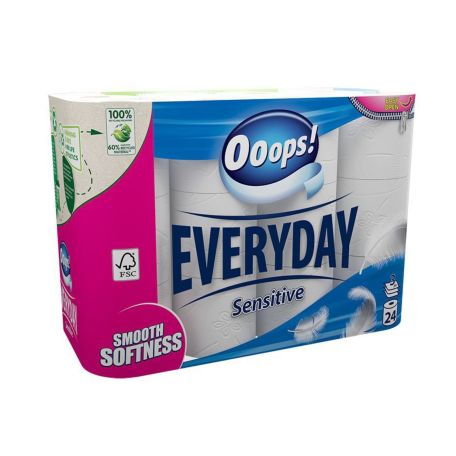 OOOPS! Everyday 3 rétegű wc papír sensitive 24 tekercs 13m/tekercs