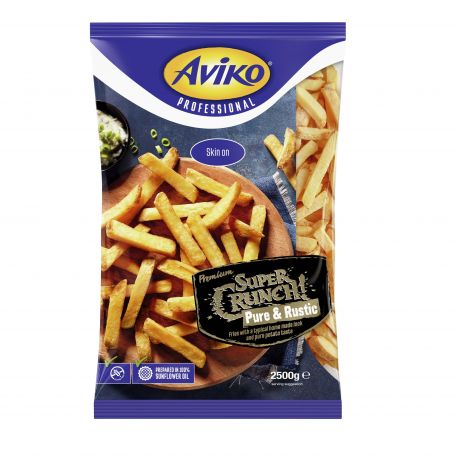 Aviko fagyasztott super crunch háziasan szelt héjas hasábburgonya ropogós bevonattal 2,5kg