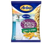 Aviko Wavy Blends Garlic&Herbs hullámos burgonyahasábok ropogós fűszerbevonattal fagyasztott 2500g