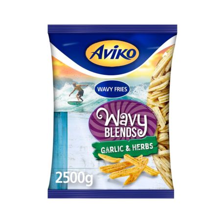 Aviko Wavy Blends Garlic&Herbs hullámos burgonyahasábok ropogós fűszerbevonattal fagyasztott 2500g