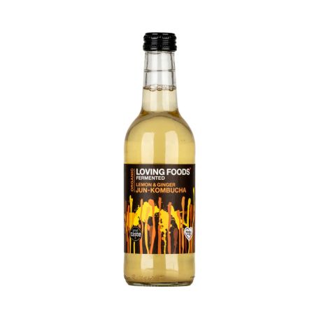 Loving Foods citrom-gyömbér jun-kombucha zöldtea ital 0,33l