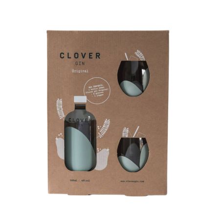 Clover Classic Gin ajándékbox 40% 0,5l + 2 pohár