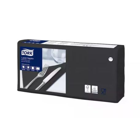 Tork Lunch 2 rétegű fekete szalvéta 33x33cm 200lap