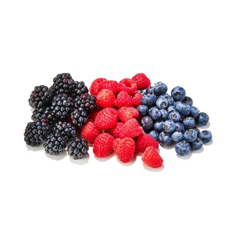 Bogyós gyümölcs válogatás (szeder, málna, áfonya) 12 tálca (fajtánként 4 tálca)